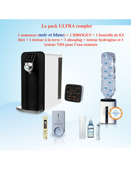 Pack eau osmosée hydrogénée ultra complet noir et blanc
