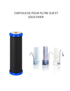 Recharge/ cartouche à charbon actif fritté / compacté  pour filtre eau robinet sur et sous évier