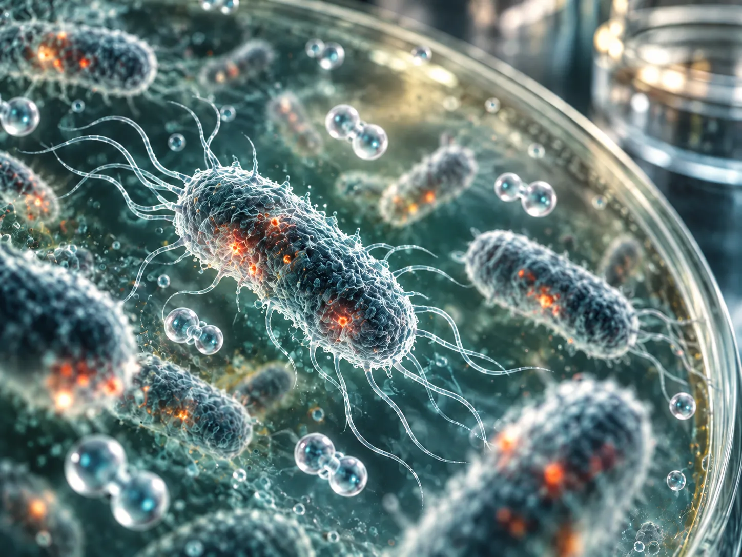 Illustration de bactéries Escherichia coli en laboratoire