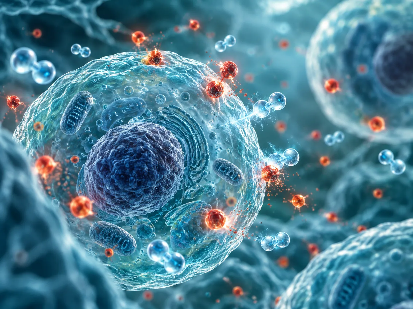 Illustration d'une attaque radicalaire sur des cellules