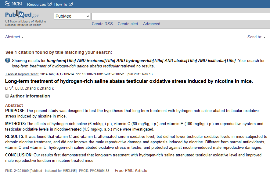 hydrogène moléculaire et stress oxydatif