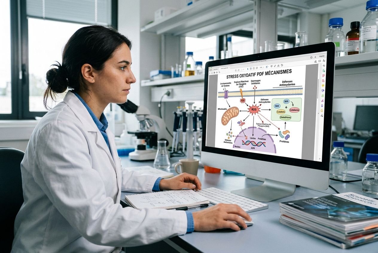Schéma des radicaux libres et du stress oxydatif cellulaire